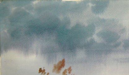 Watercolor painting Nature Landscape rain Valery Savenets