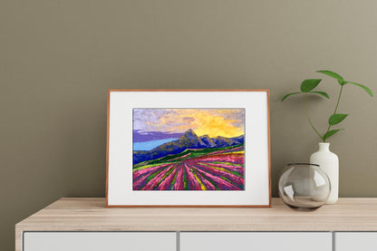 Oil painting Sunrise on the mountains by Zadorozhnya V. V. in wood frame