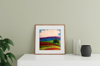 Oil painting Lonely trees in fields by Zadorozhnya V.V. in wooden frame