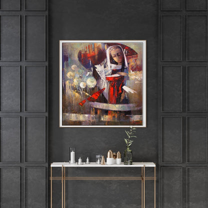 Oil painting Tomorrows rain by Valentina Alekseevna Kozyar in white frame