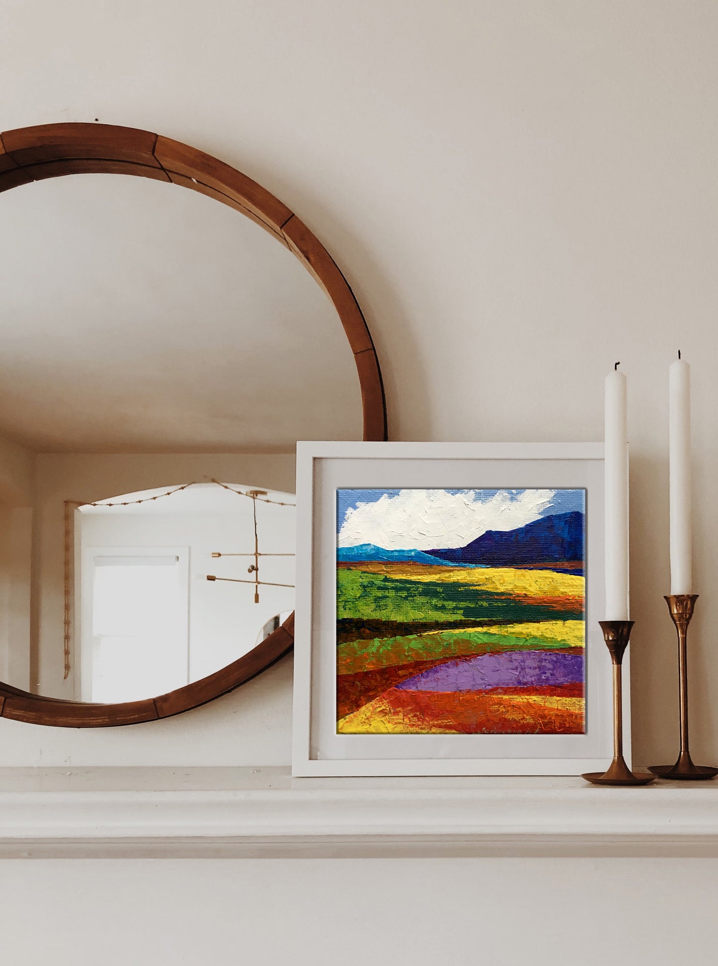 Oil painting Fields and mountains by Zadorozhnya V. V. vibrant abstract landscape