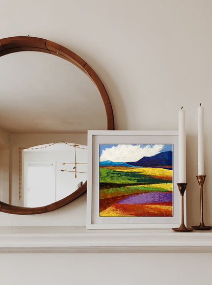 Oil painting Fields and mountains by Zadorozhnya V. V. vibrant abstract landscape