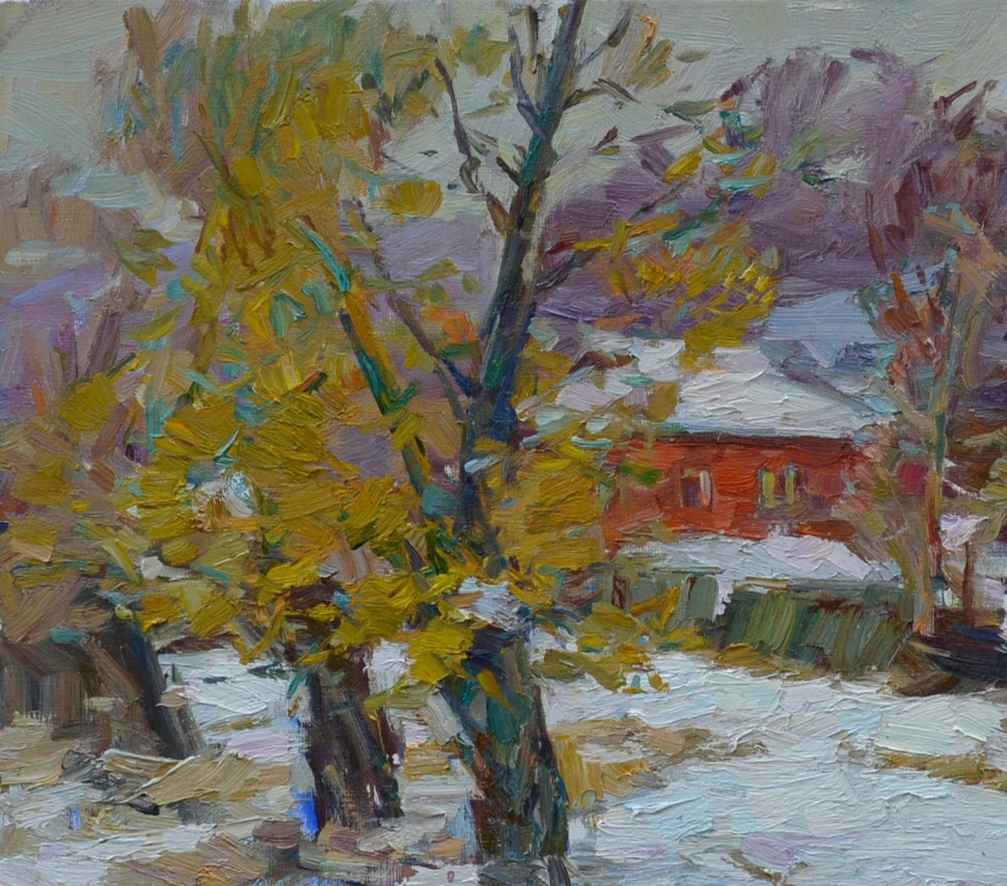 Oli painting Country Houses on the hill Pereta Vyacheslav