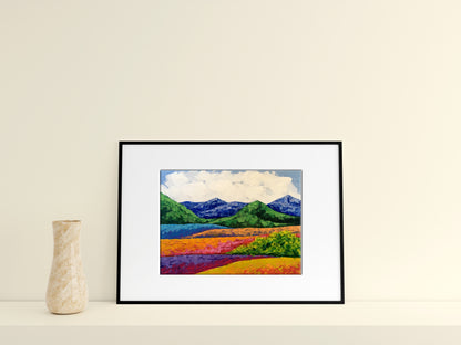 Oil painting Fresh air in the mountains by Zadorozhnya V. V. in black frame