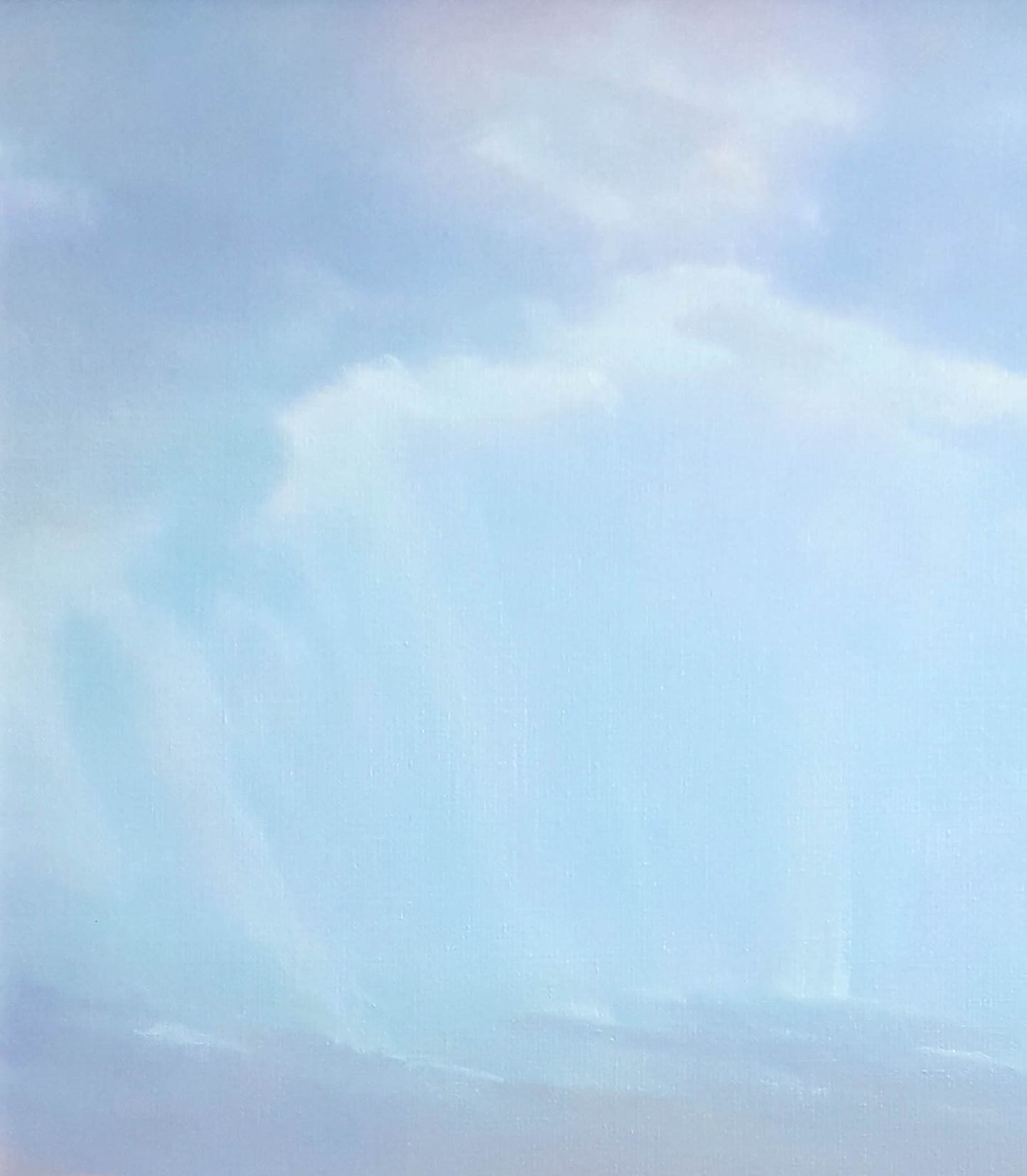 Oil painting of ethereal blue sky with wispy clouds by Korkishko Vasily