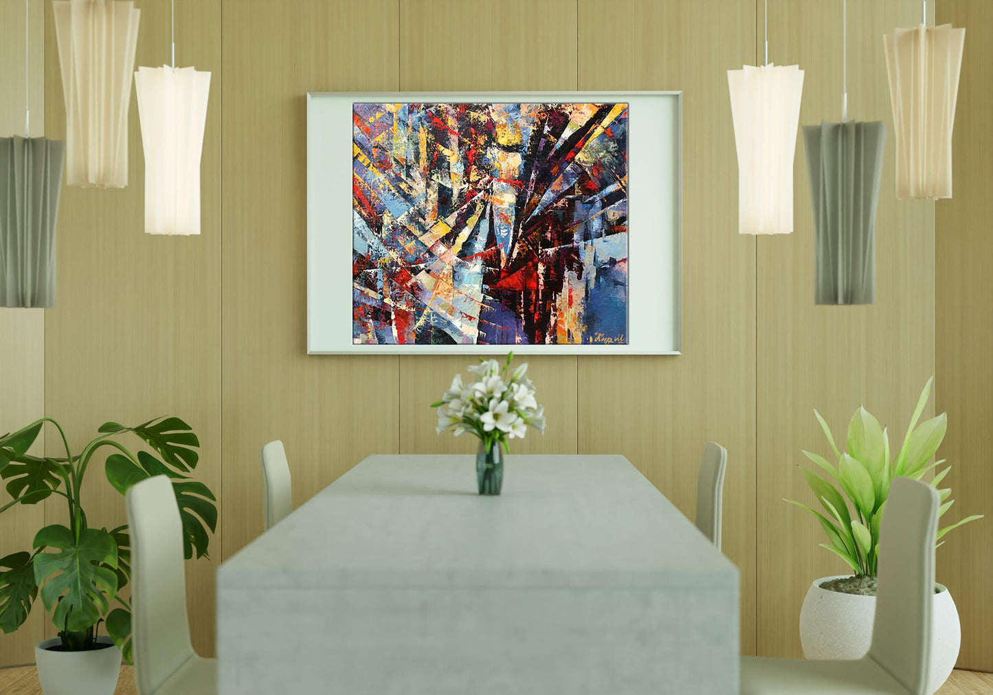 Oil painting Sun rays by Kirilenko Mikhail in white frame