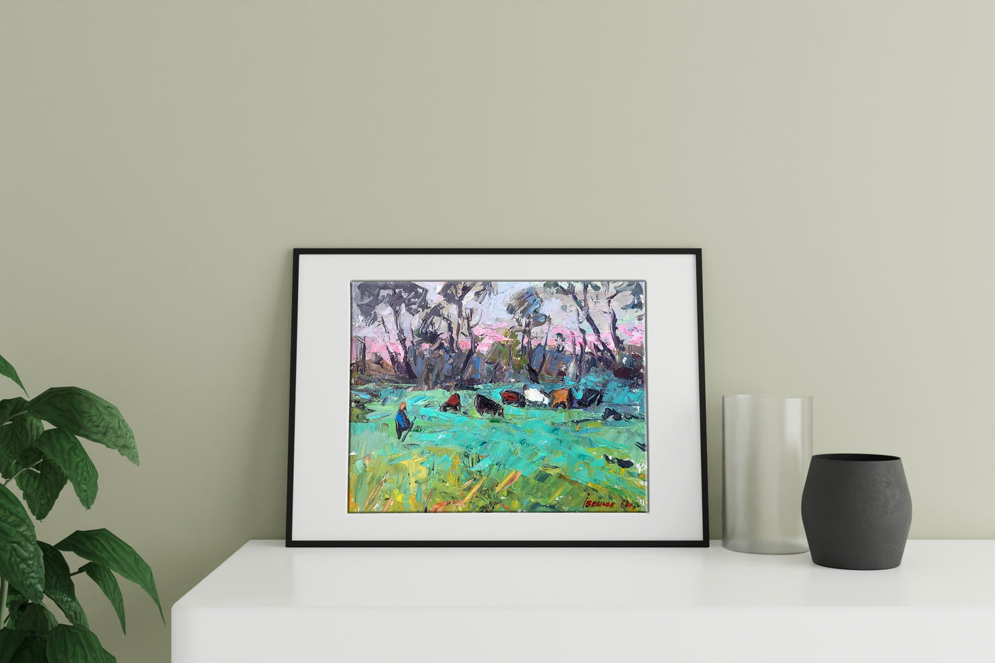 Oil painting Morning in the Meadows by Ivanyuk Alex in black frame