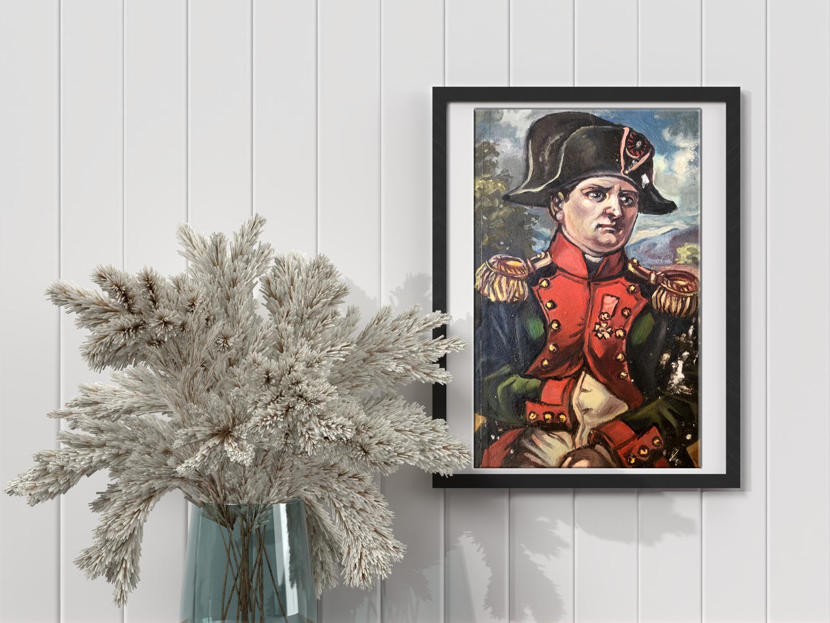 Oil painting portrait of Napoleon Alexander Arkadievich Litvinov in black frame