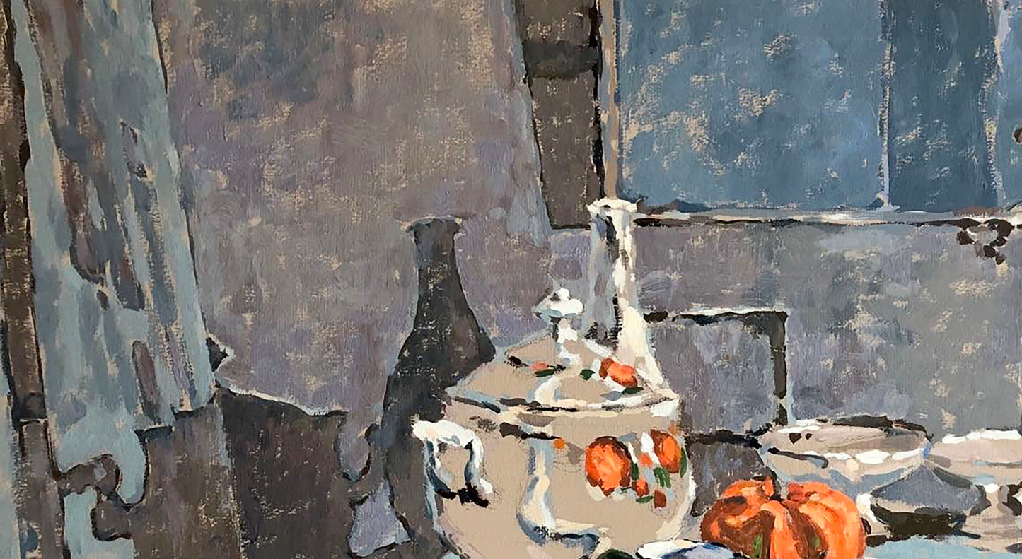 Oil painting Meetings at dusk still life  Olesia Osnach