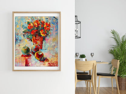 Oil painting Morning flowers by Kirilenko Mikhail in light wood frame