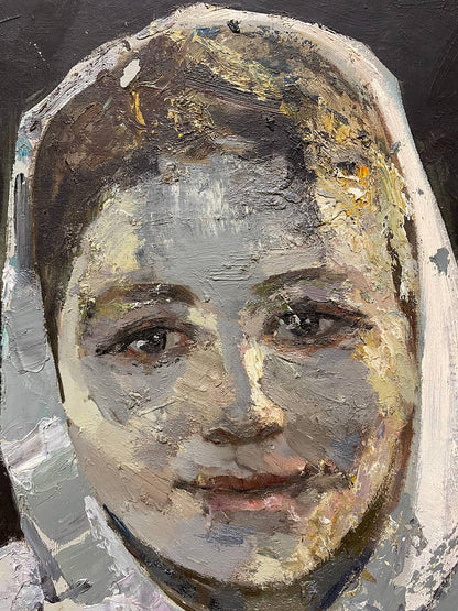 Textured oil painting portrait of Milkmaid Stil by Leonid Mikhaylovich