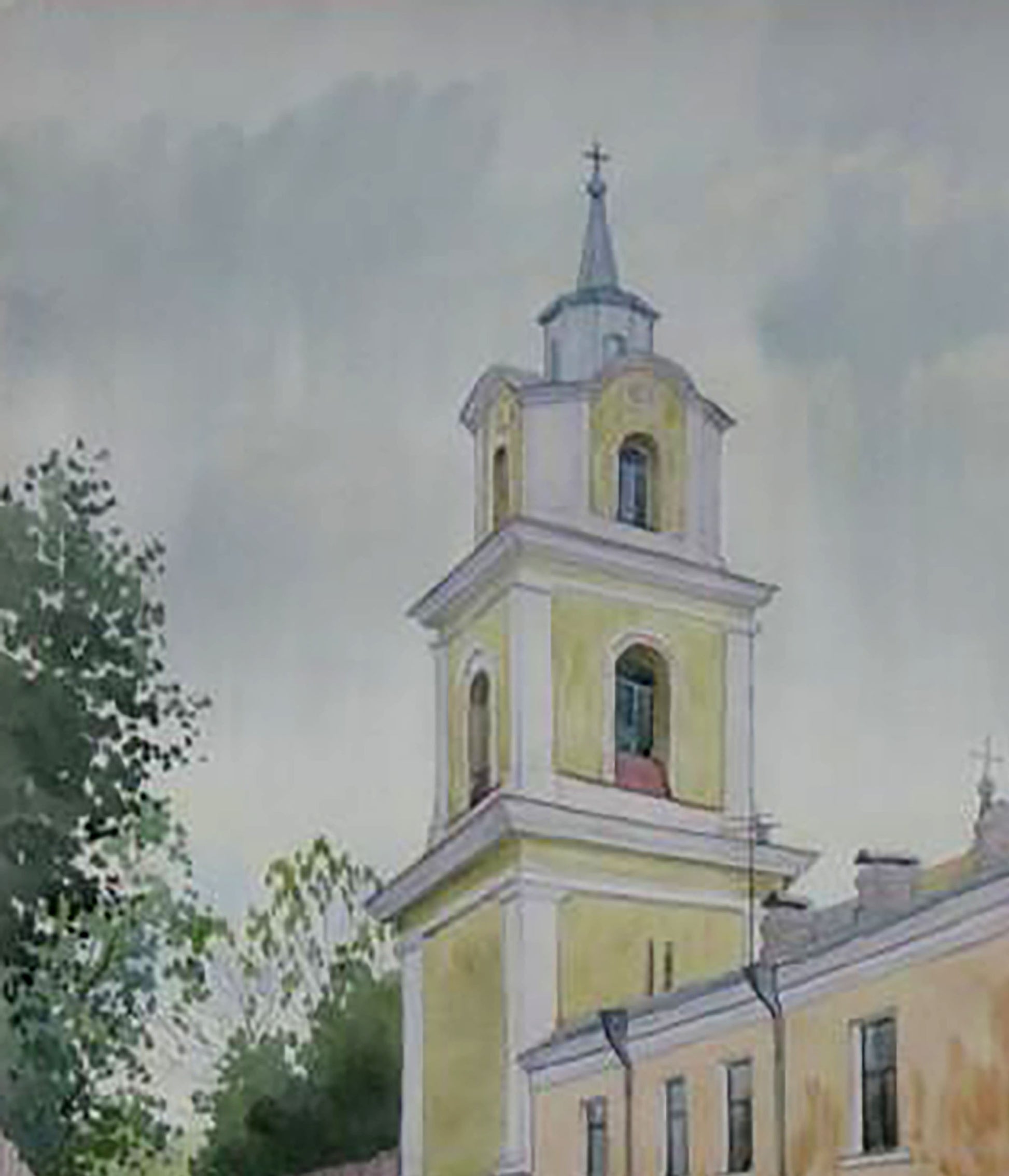 Watercolor painting Cityscape Savenets Valery