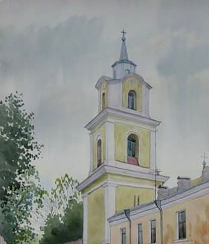 Watercolor painting Cityscape Savenets Valery