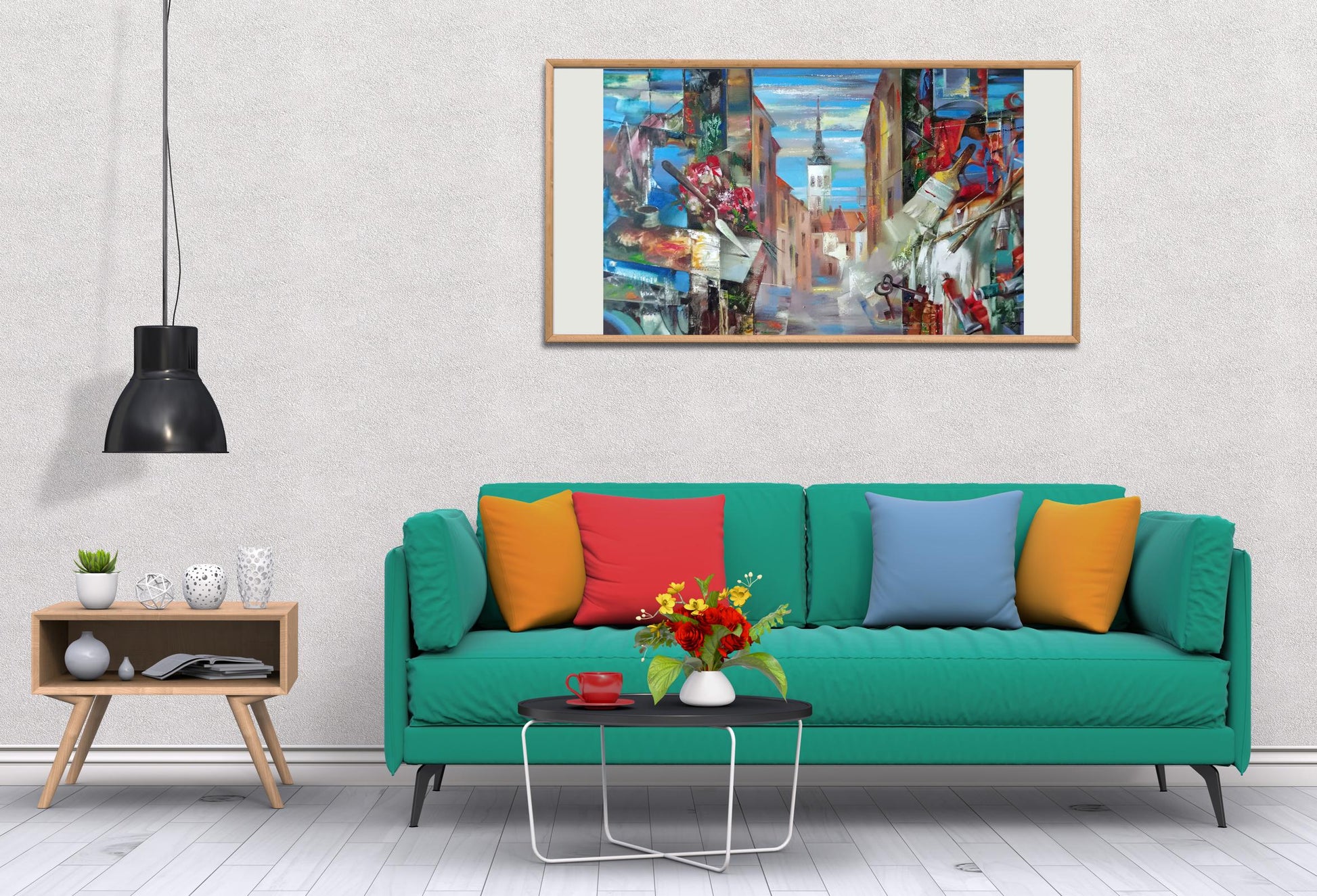 Abstract oil painting City view 