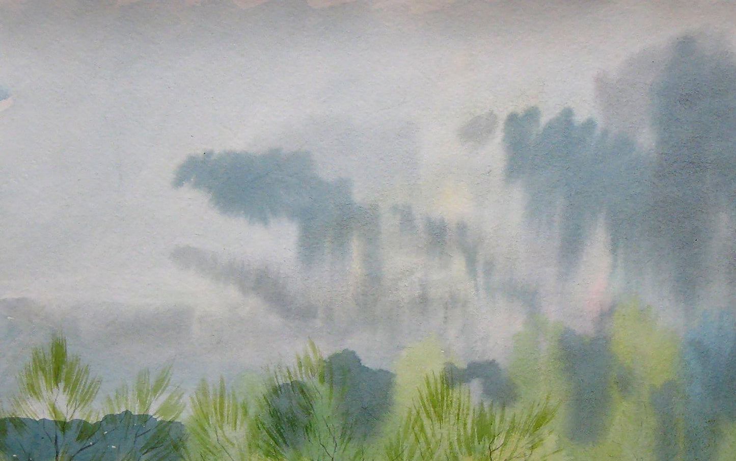 Watercolor painting Nature Landscape thunderstorm Savenets Valery