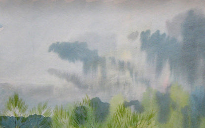 Watercolor painting Nature Landscape thunderstorm Savenets Valery