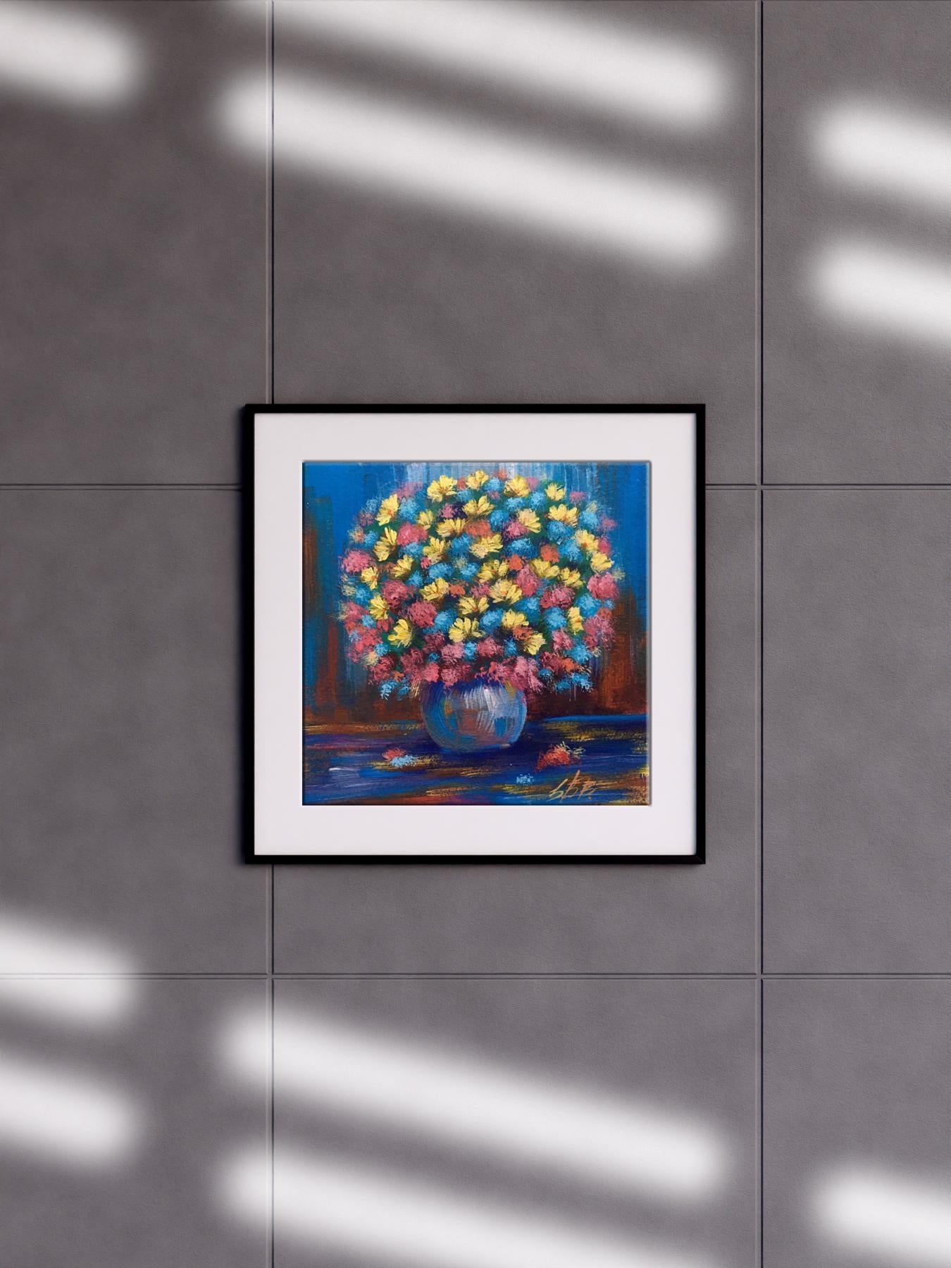 Oil painting Spring bouquet of flowers by Zadorozhnya V.V. in black frame