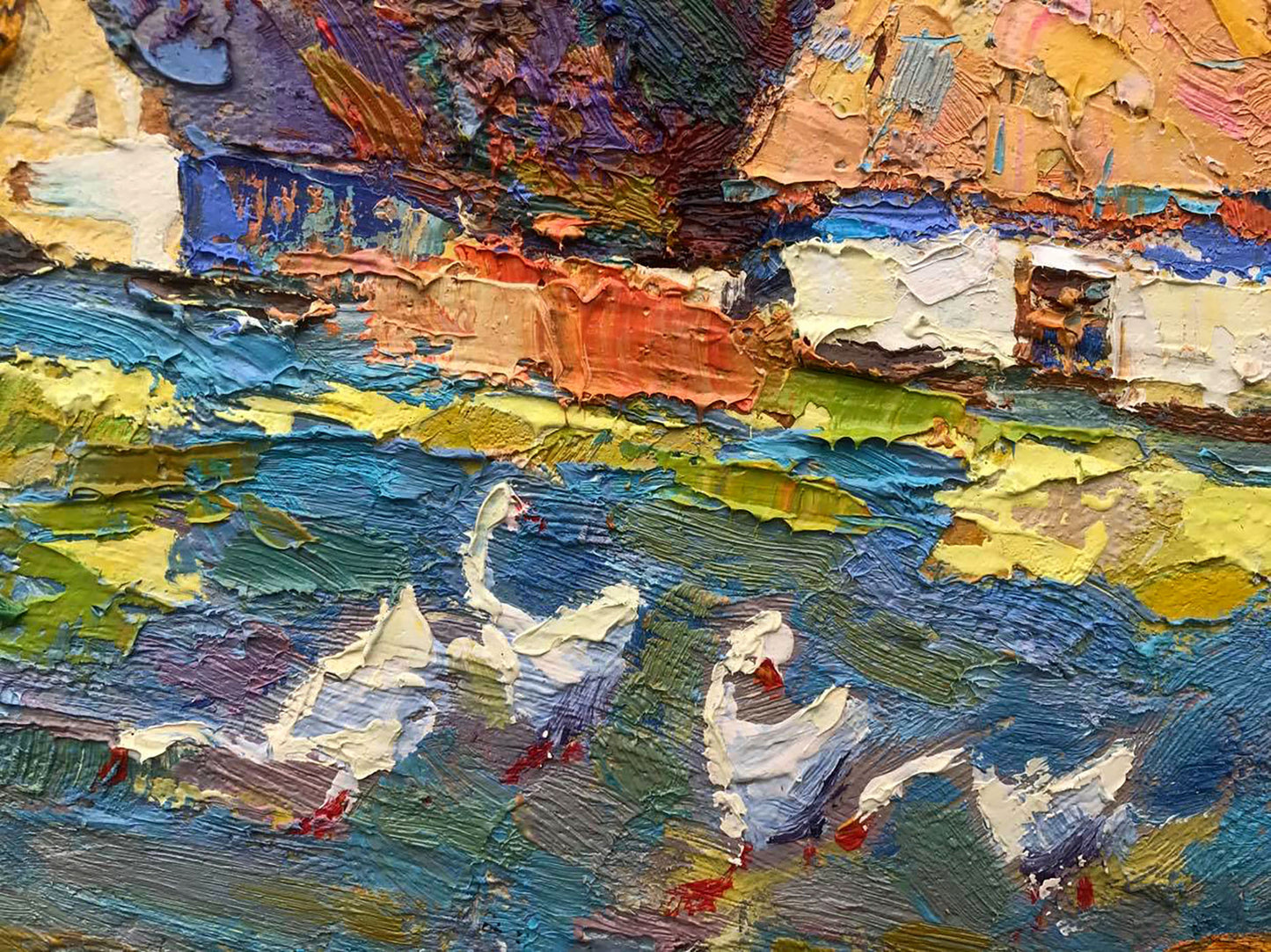 Oil Painting Nature Landscape Village landscape Art 