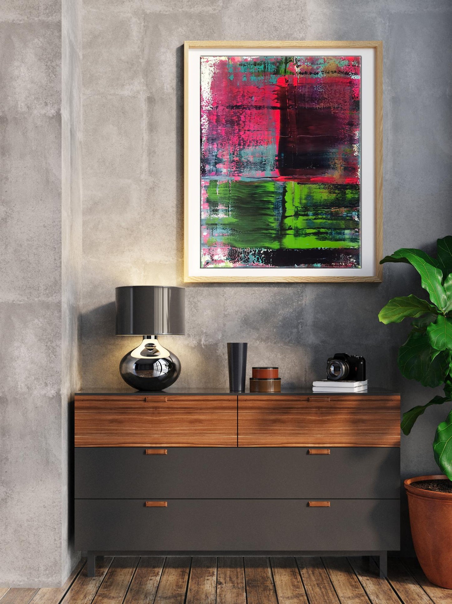 Acrylic painting Colorful mood by Melezhik Olga in light wood frame