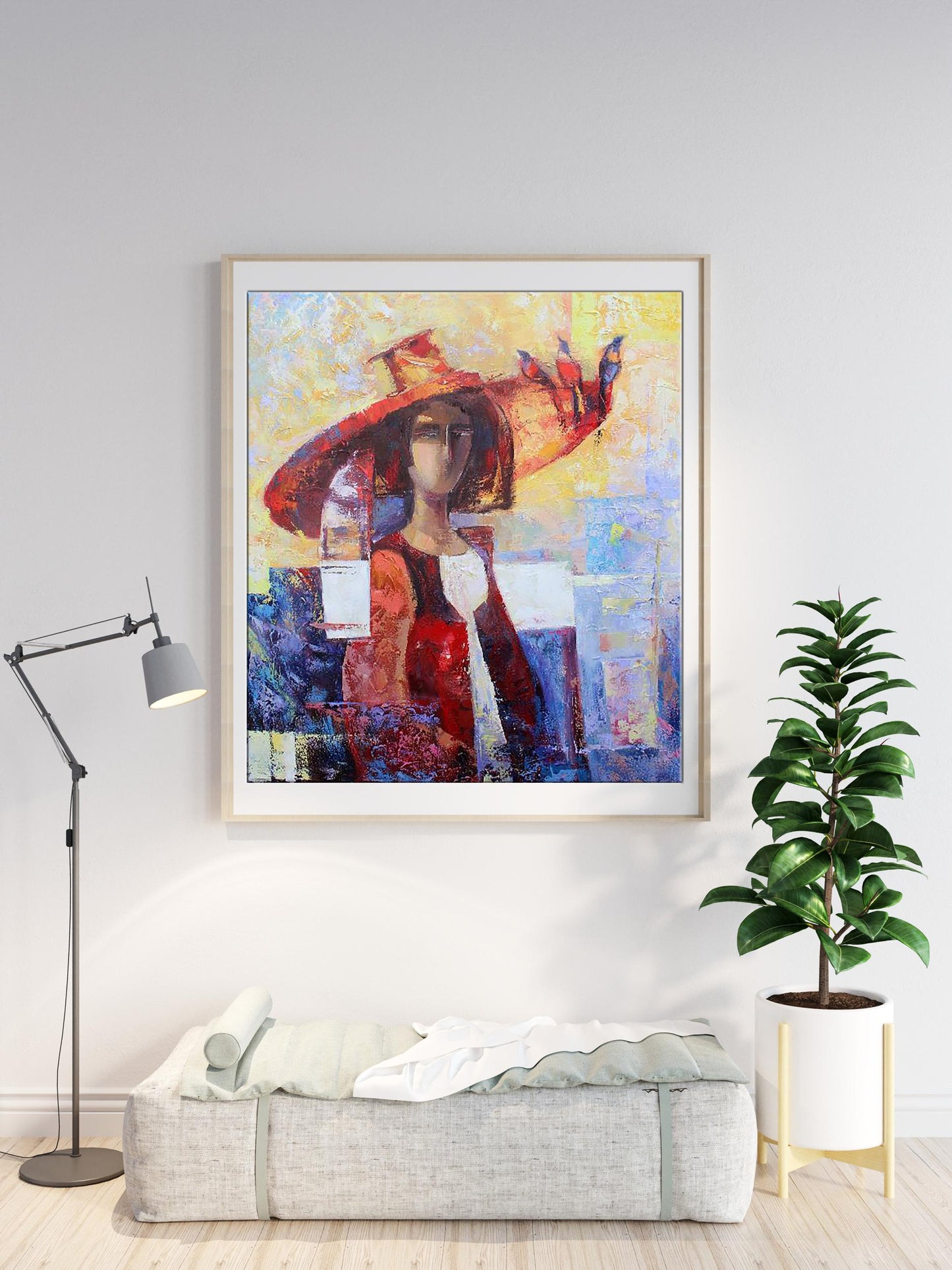 Oil painting Nightingales by Kirilenko Ivan in light wood frame