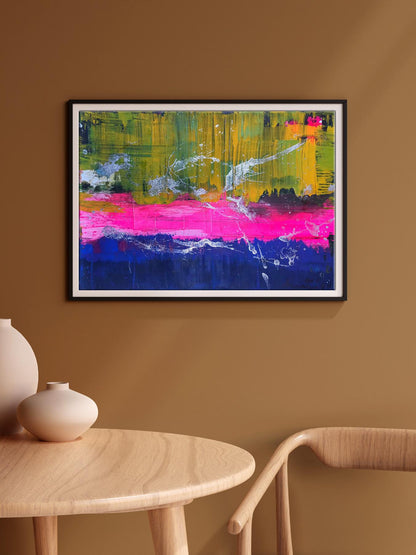 Vibrant Good Mood acrylic painting by Melezhik Olga in black frame