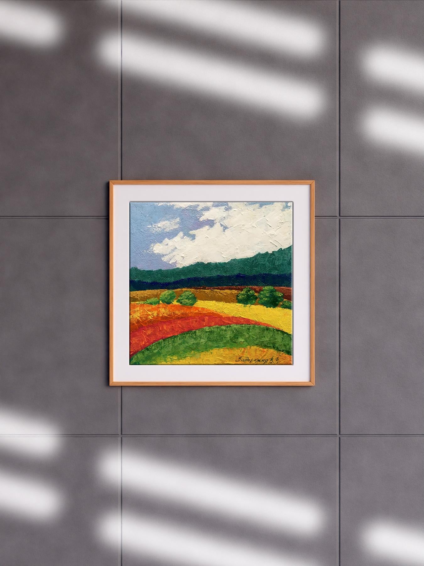 Oil painting Golden field by Zadorozhnya V.V. in light wood frame