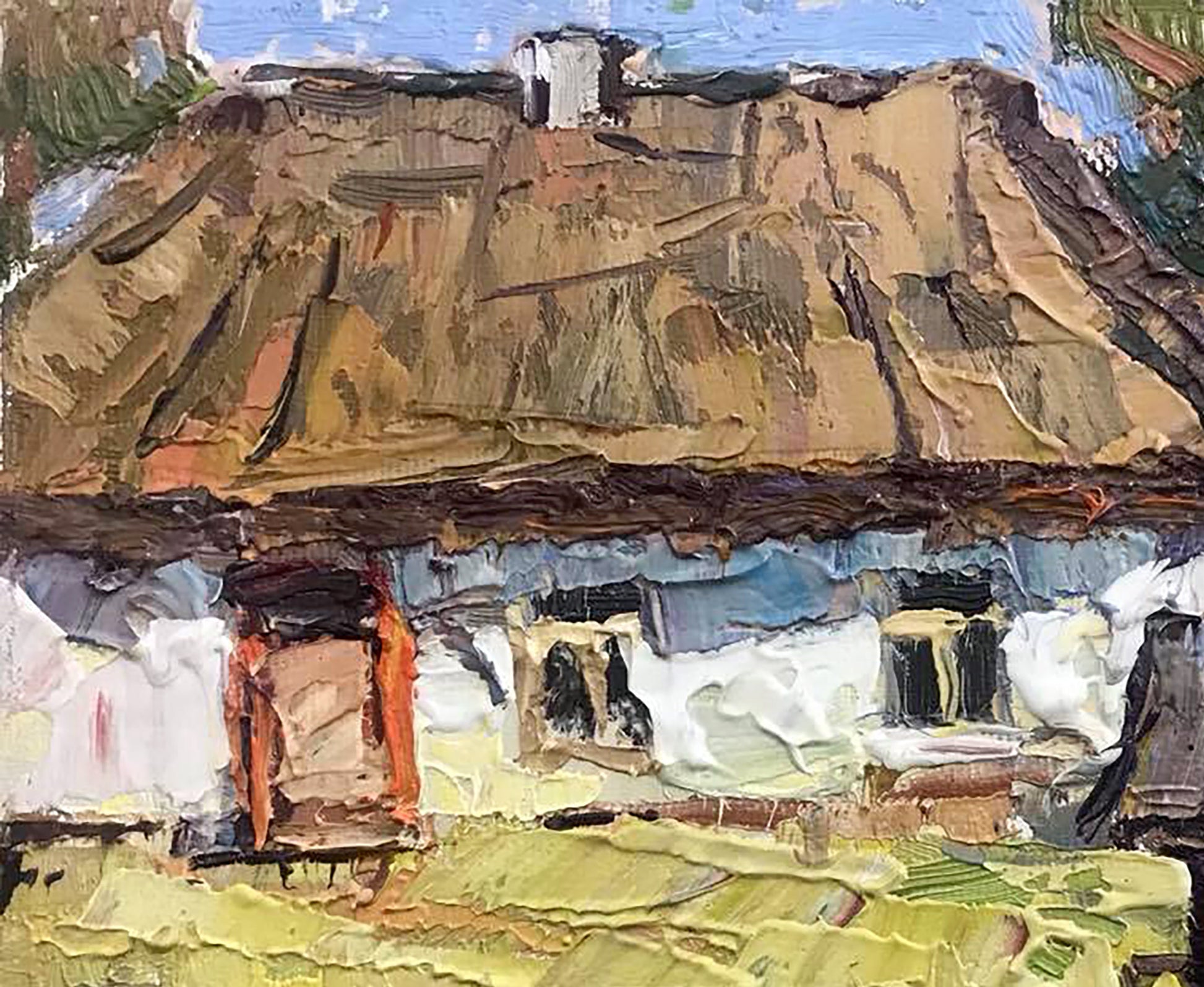Oil Painting Nature Landscape Village landscape Art 