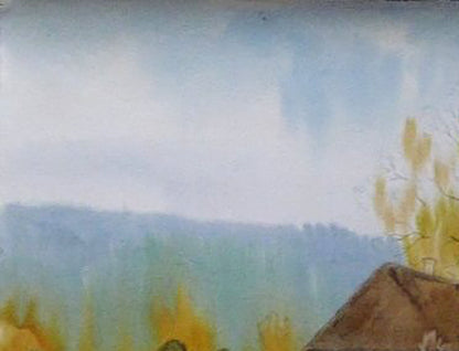 Valery Savenets portrays the scene "After the Rain" in his watercolor painting