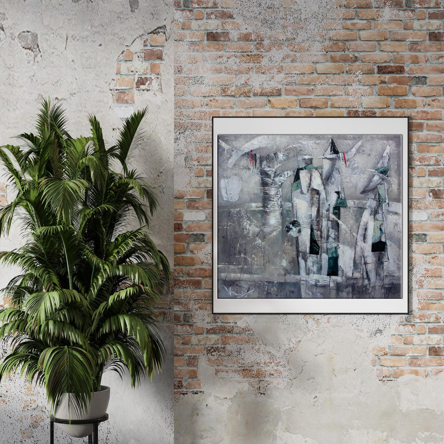 Oil painting White space by Valentina Alekseevna Kozyar in white frame