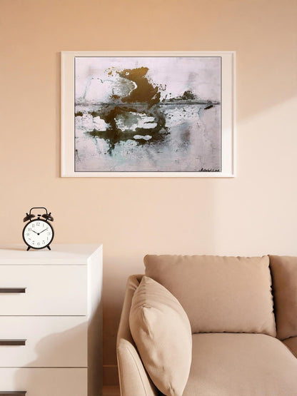 Acrylic painting White Ocean Melezhik Olga in white frame on light background