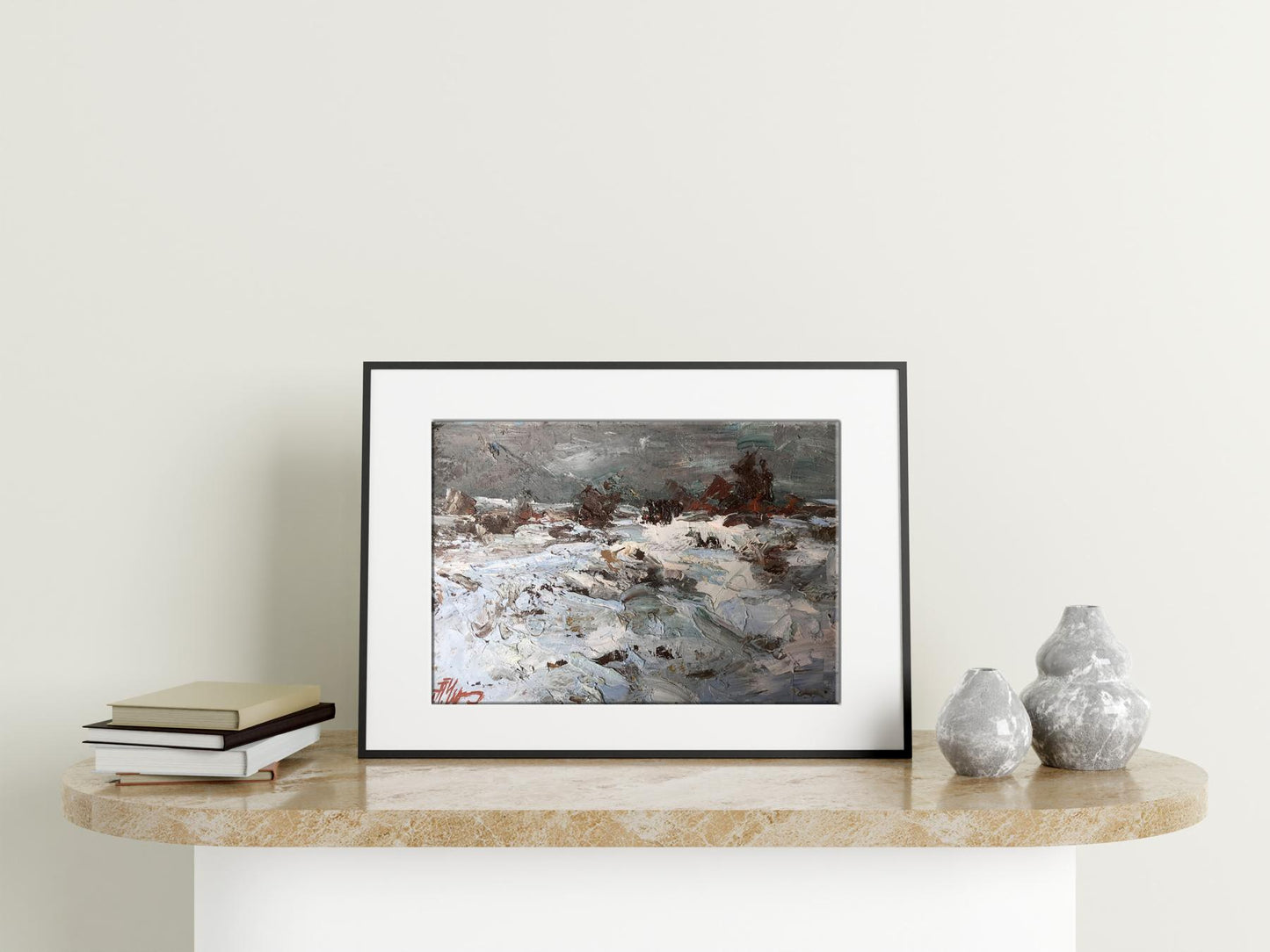 Oil painting Winter steppes
