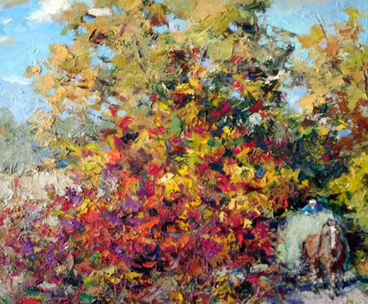 Oil painting Indian summer Landscape 