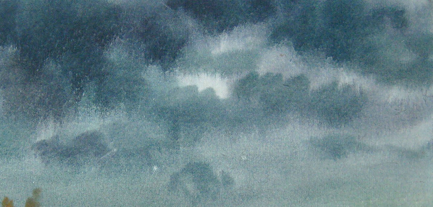 Watercolor painting Sky landscape Savenets Valery
