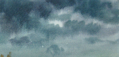 Watercolor painting Sky landscape Savenets Valery