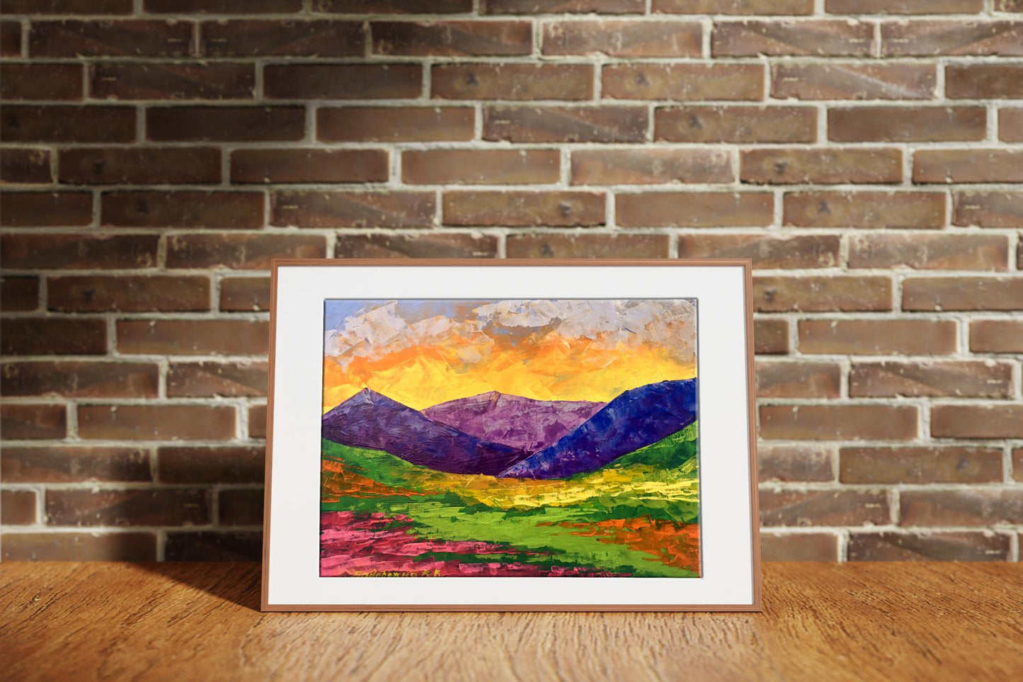 Vibrant textured By the Evening oil painting by V. Zadorozhnya in wooden frame