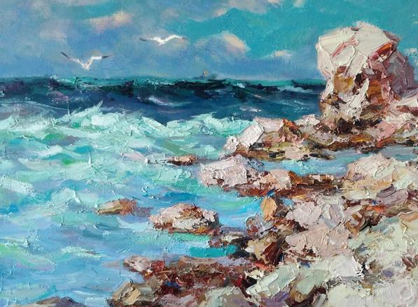 Oil painting Sea Coast 