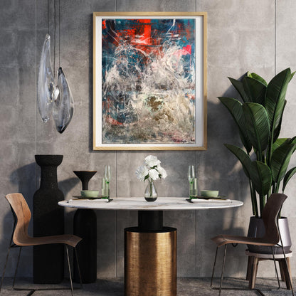 Acrylic painting You are my silence by Melezhik Olga in light wood frame