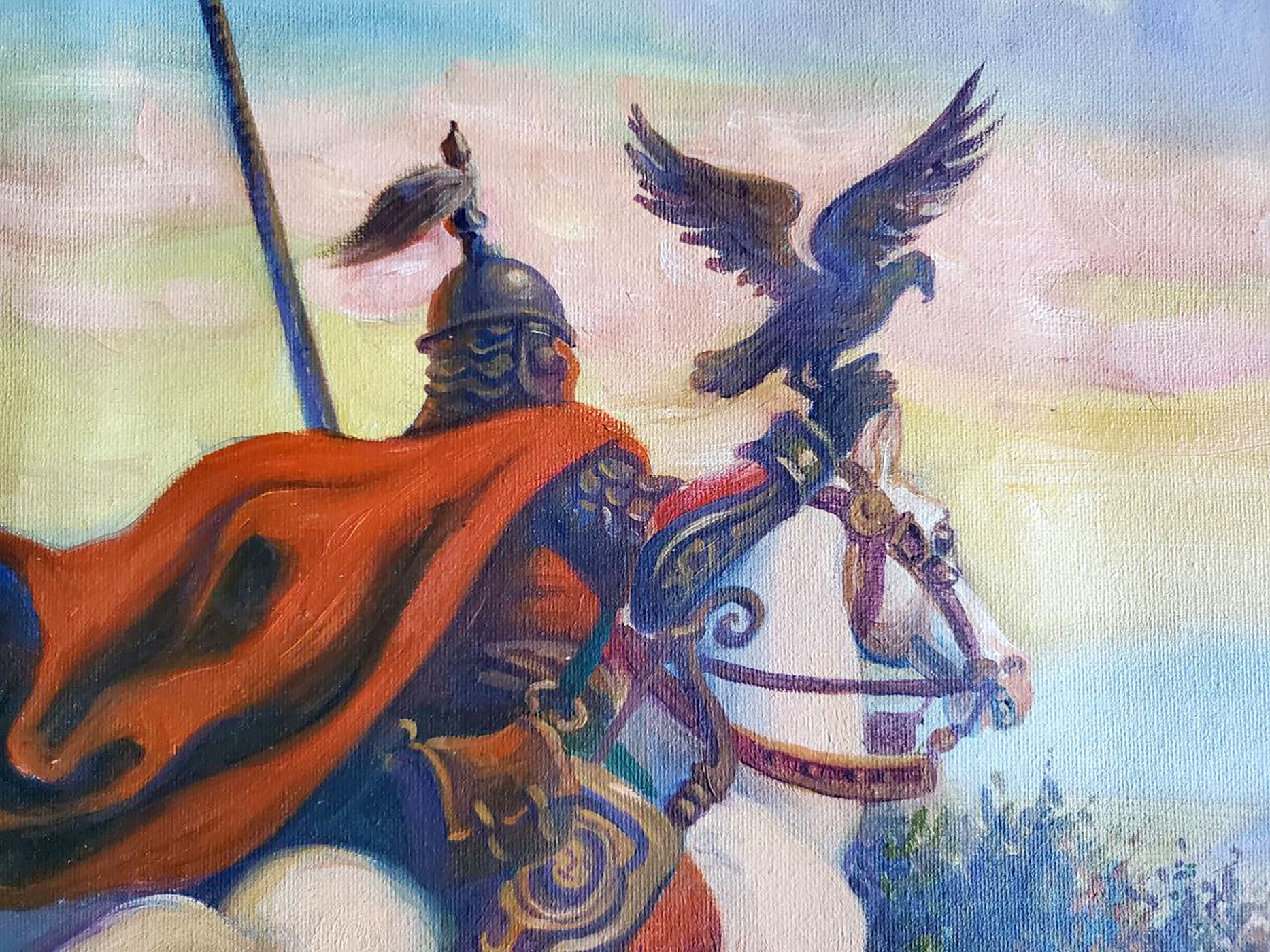 Oil painting of Mongolian hunter knight by Litvinov Daniil Olegovich