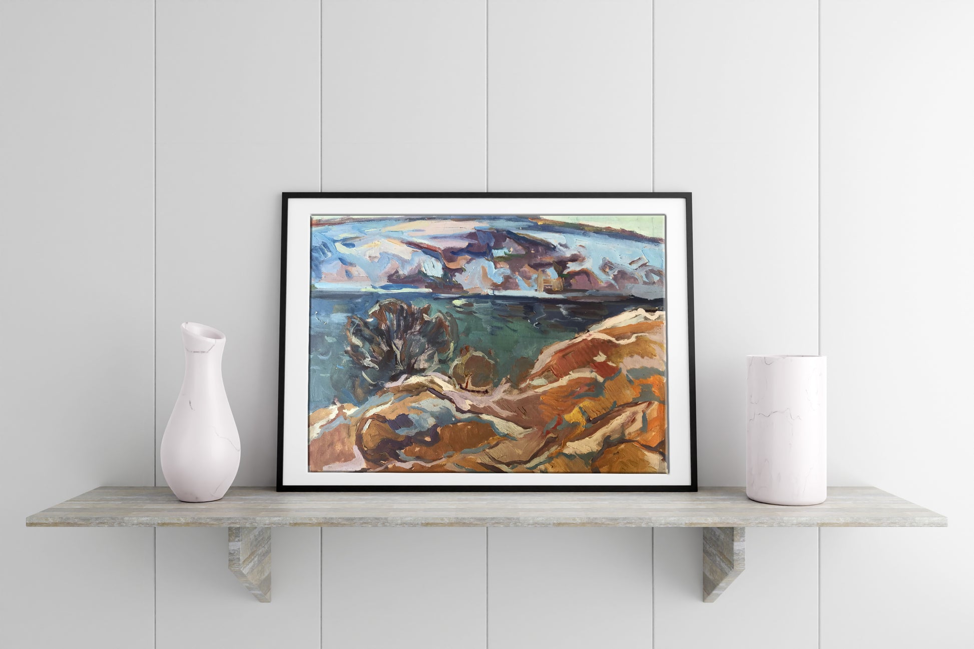 Oil painting Early winter by Alexander Arkadievich Litvinov in black frame