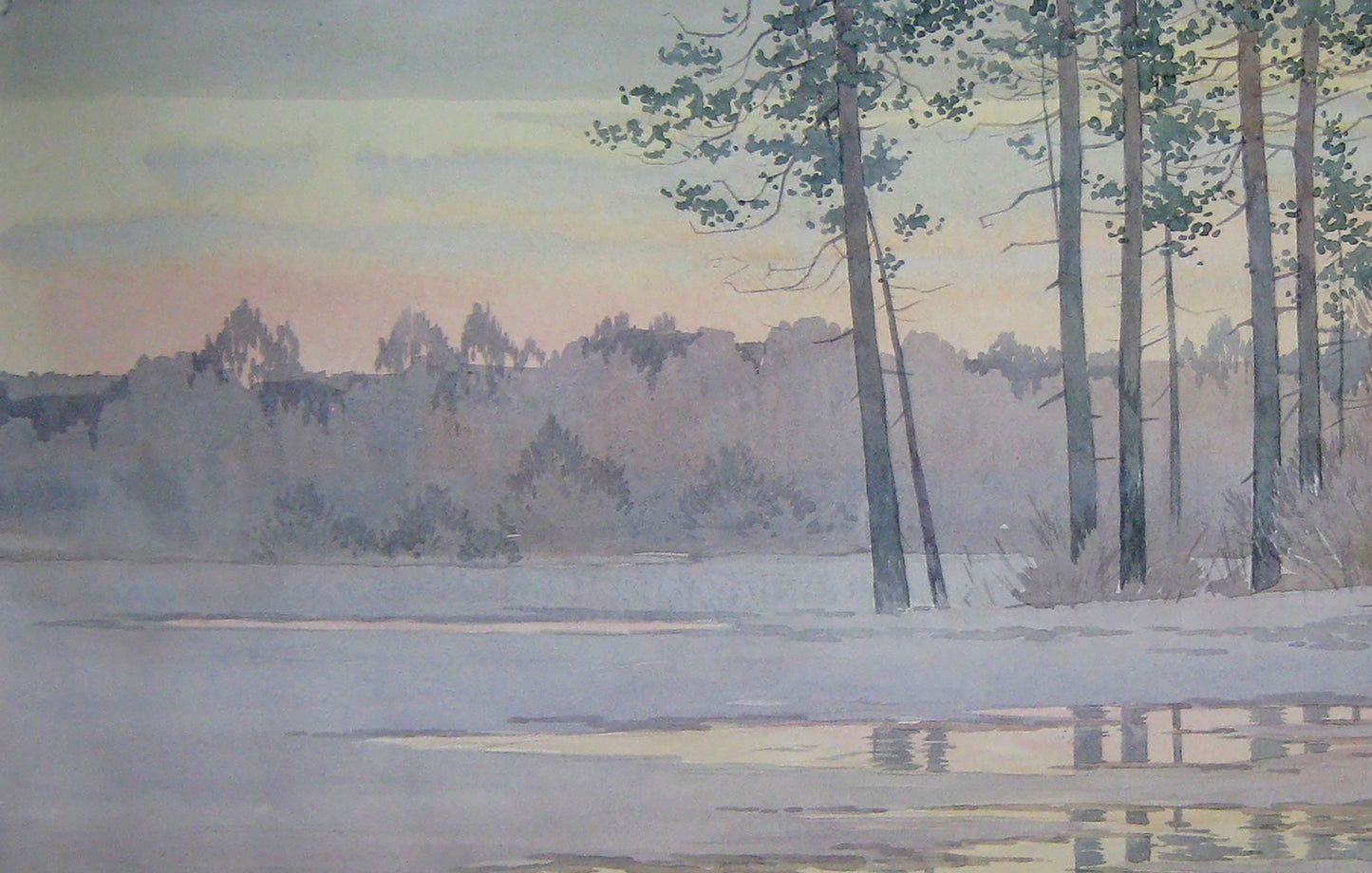 Watercolor painting Nature Landscape Savenets Valery