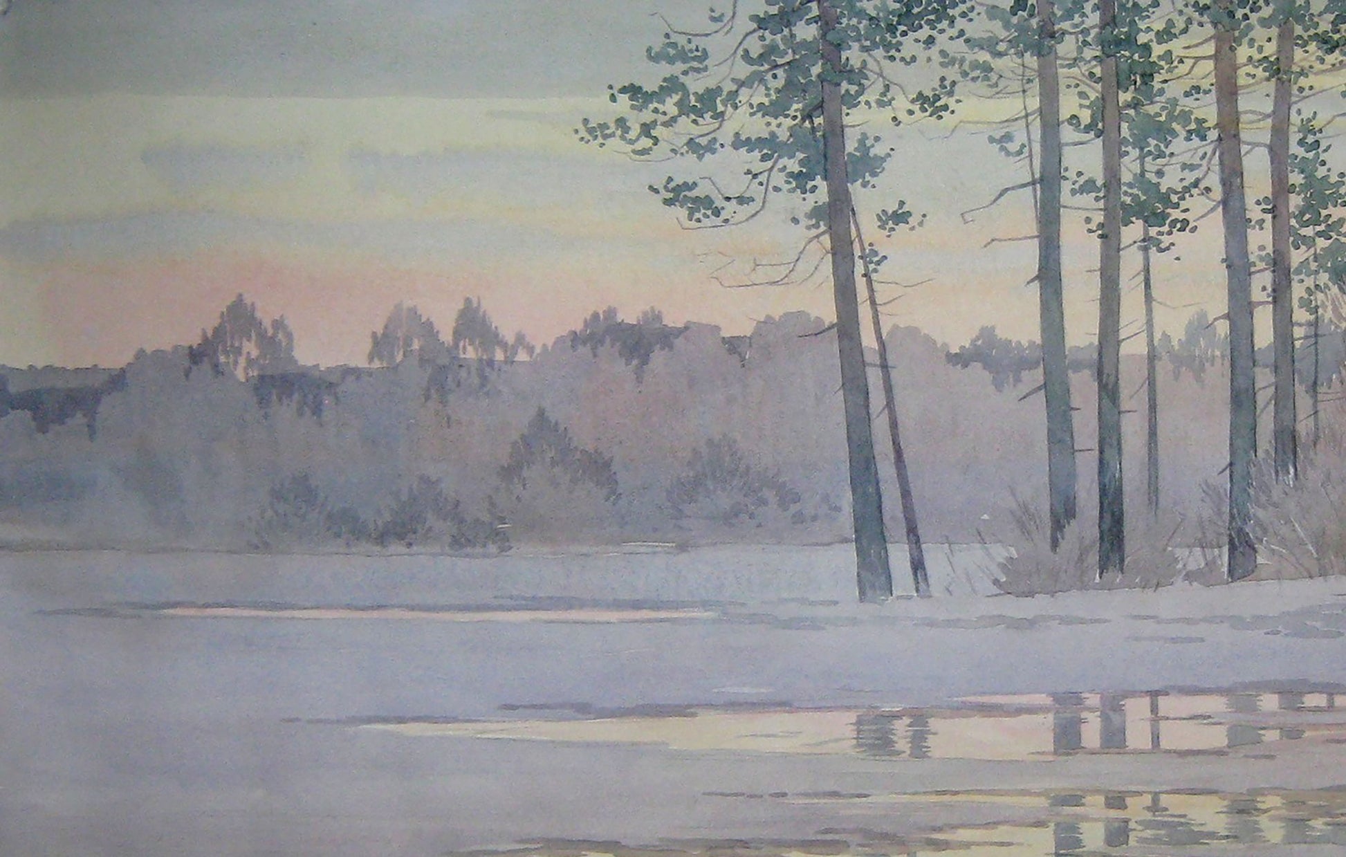 Watercolor painting Nature Landscape Savenets Valery