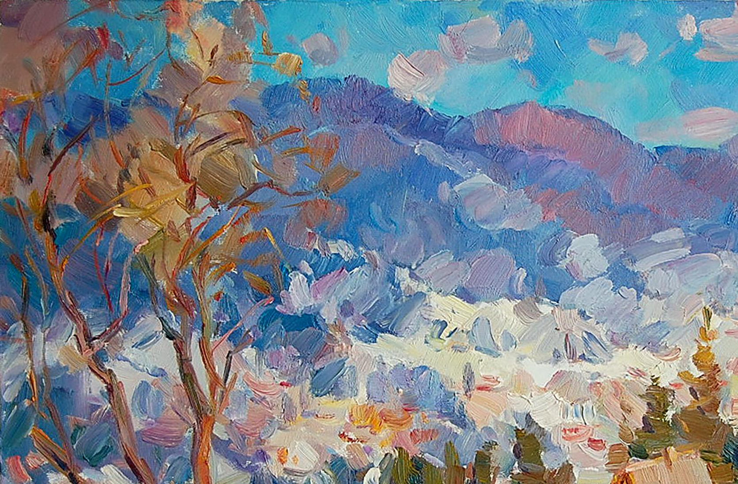 Oil Painting Mountain Nature Landscape 