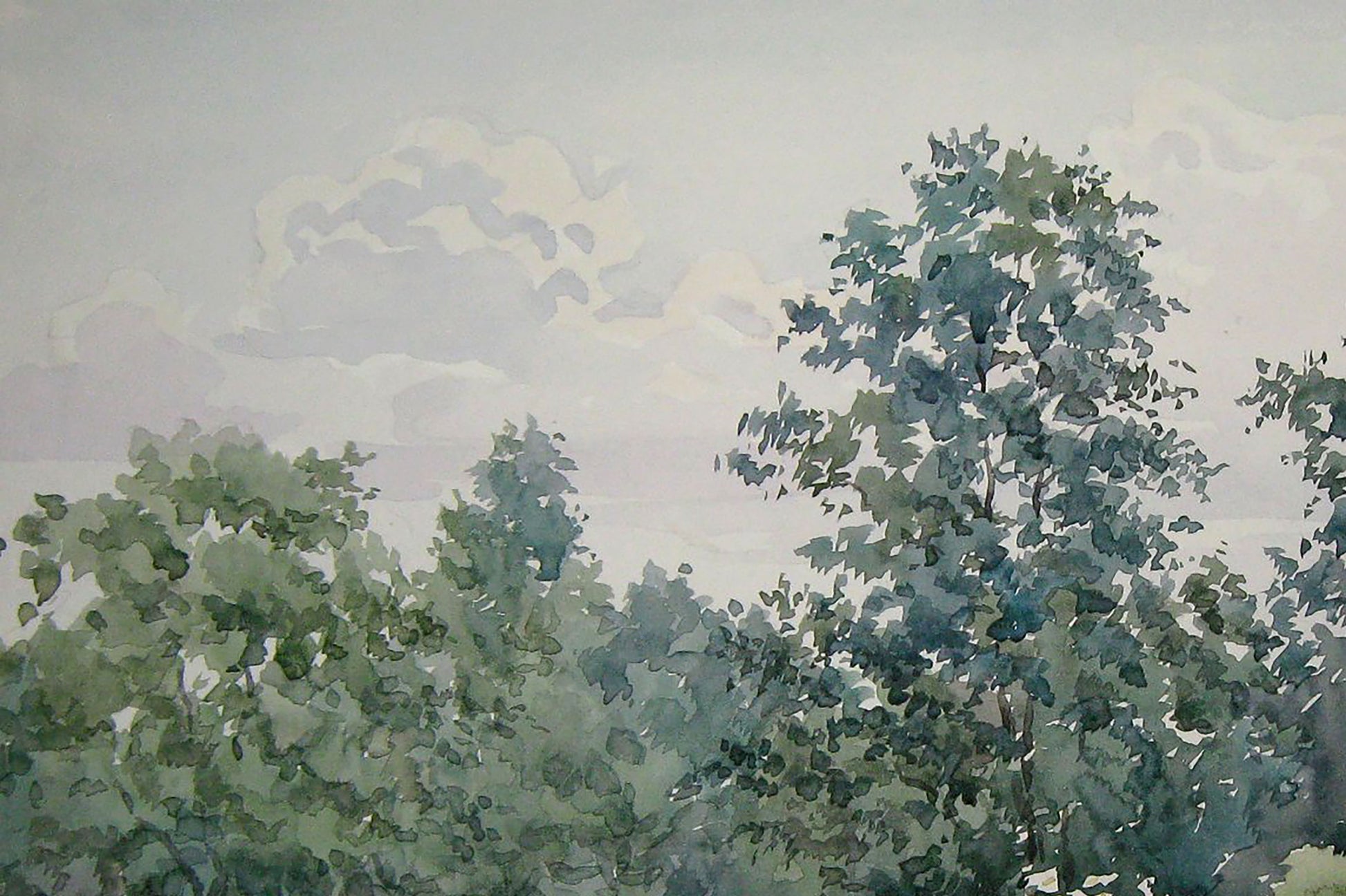 Watercolor painting Nature Landscape Savenets Valery