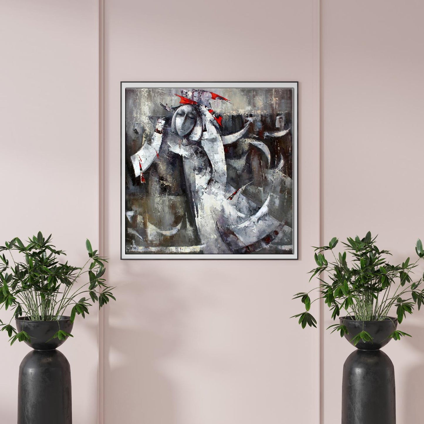 Oil painting Silver angel by Valentina Alekseevna Kozyar in black frame