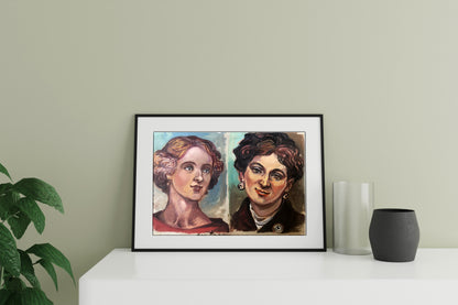 Oil painting portrait of sisters by Alexander Arkadievich Litvinov