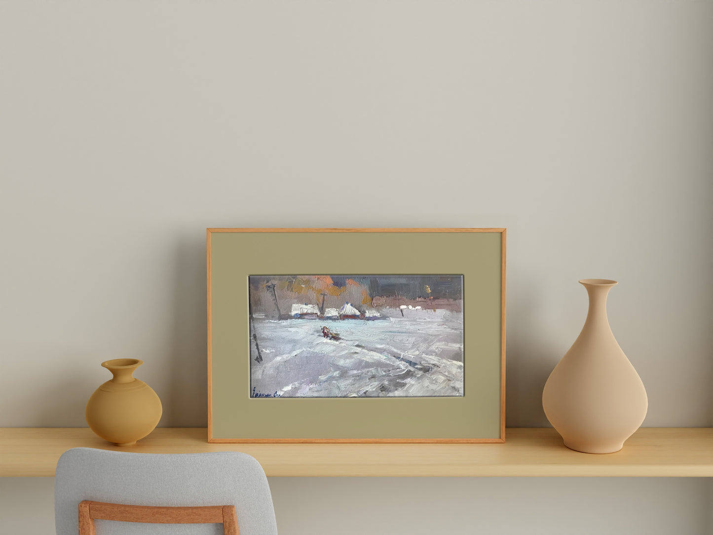 Oil Painting Nature Landscape Village landscape Art 
