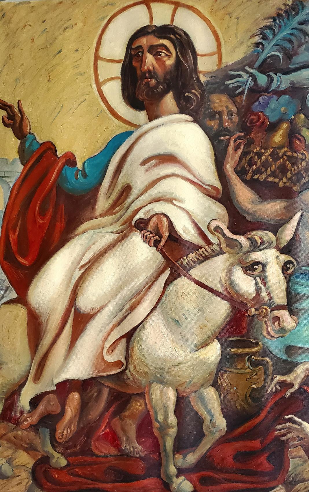 Oil painting of Christ on donkey by Litvinov Daniil Olegovich
