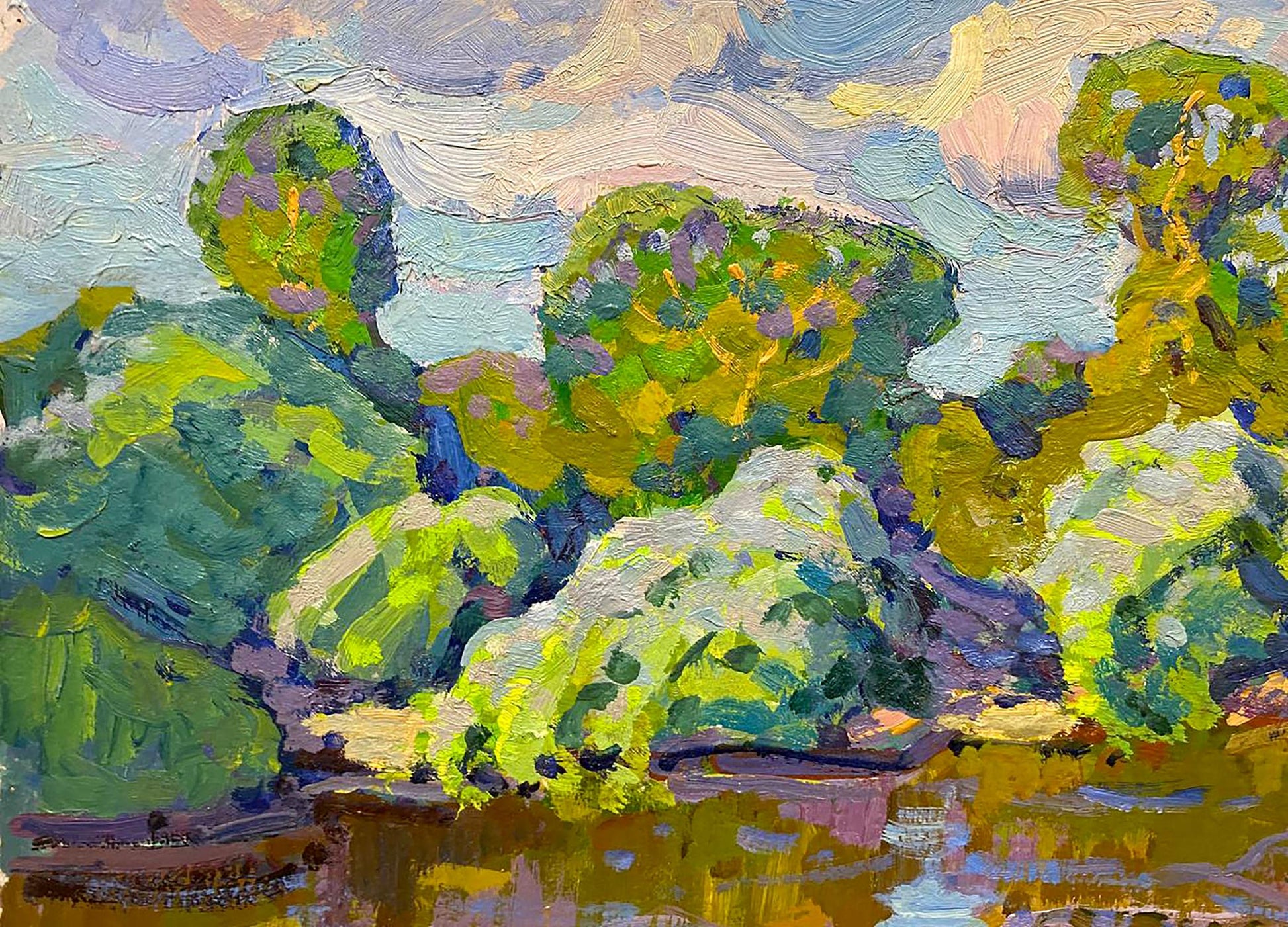 Vibrant impressionist oil painting Summer day by Ruban Grigory Savelyevich
