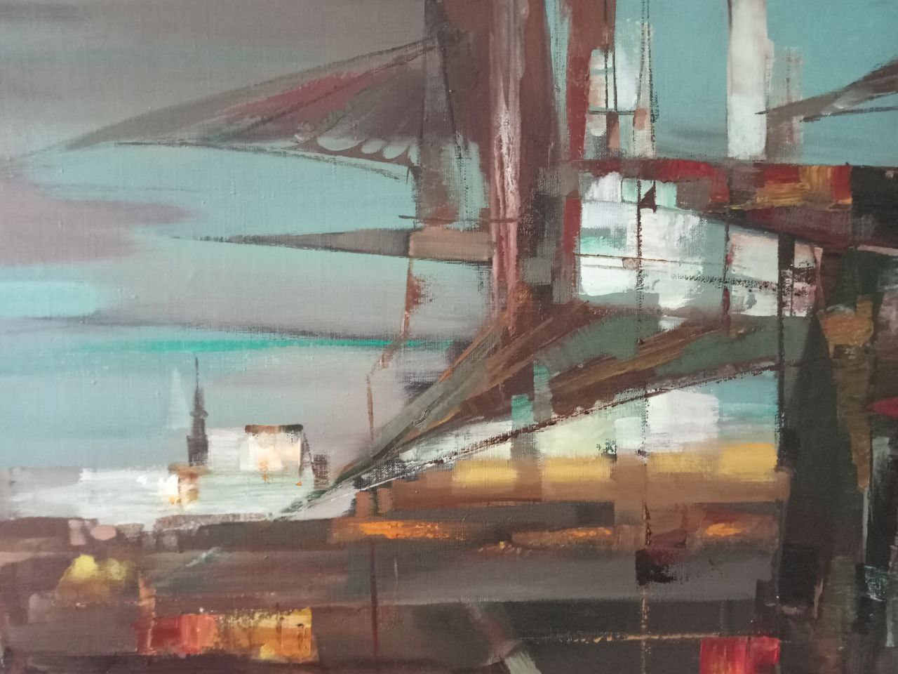 Oil painting urban landscape 