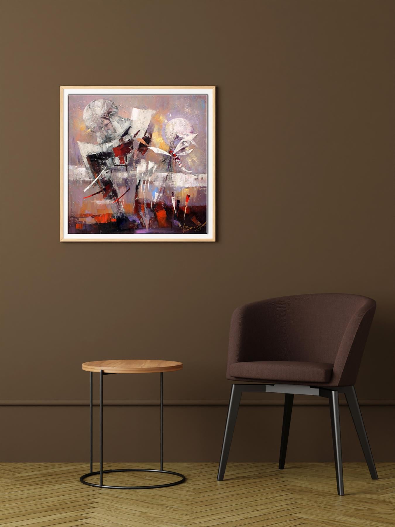 Oil painting Dragonfly by Valentina Alekseevna Kozyar in white frame